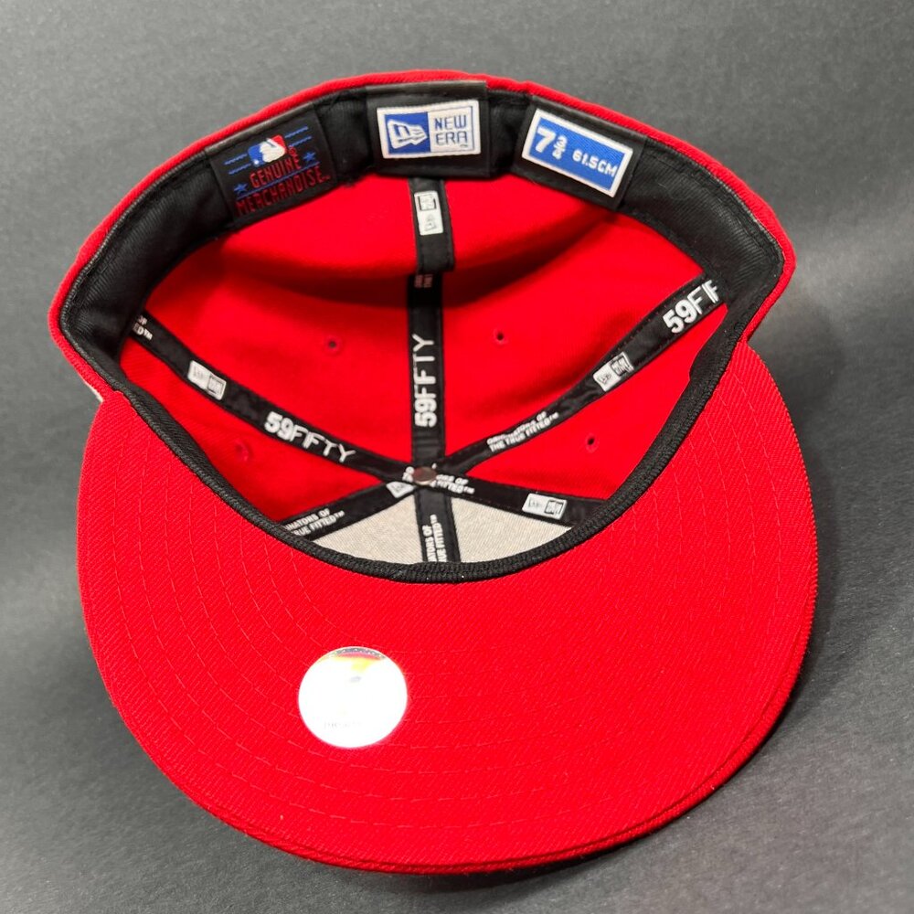 Vtg Detroit Tigers MLB Fitted 7 3/4 Hat New Era 59Fifty Red Baseball Script Mens - Picture 15 of 16